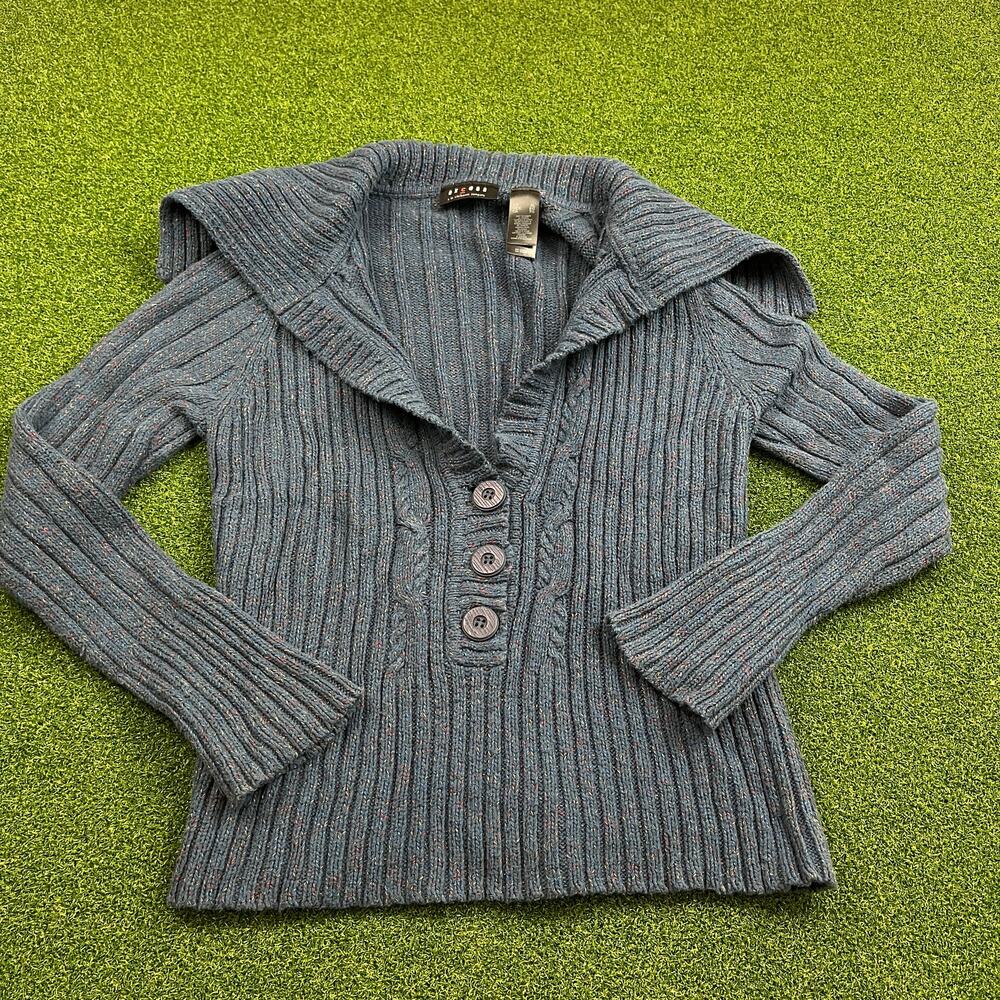 Vintage Y2K Axcess Liz Claiborne Shawl Collar Ribbed Sweater Sz XL